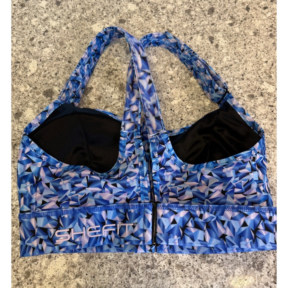Blue and Purple SheFit Size Luxe Sports Bra Wirefree Adjustable Fit Support  Gym - Picture 5 of 8